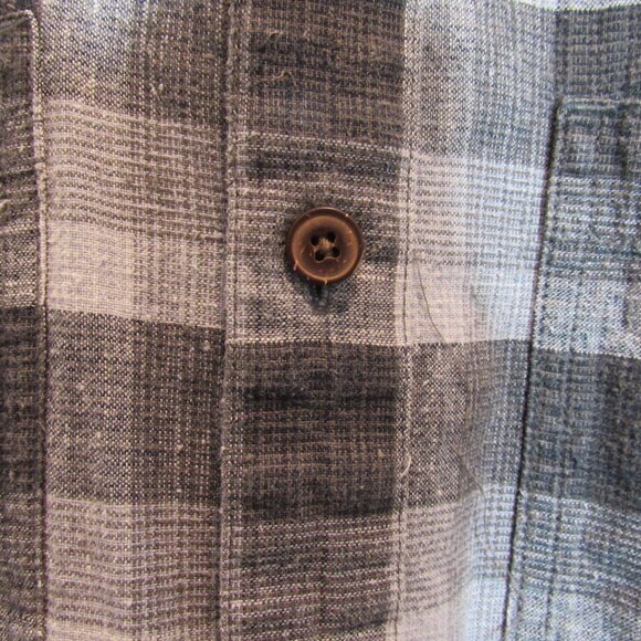 Patagonia Mens Shirt Checked Grey Plaid Button Down Organic Cotton Hemp Sz Med - Picture 6 of 8